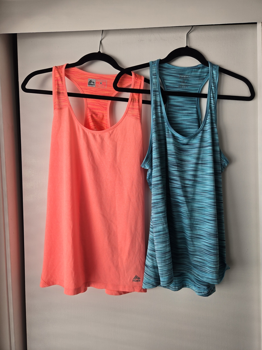 RBX & YOGO Women's Racerback Tank Tops - Coral & Teal Blue